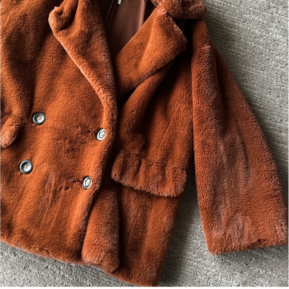 Free People: Brown Kate Faux Fur Coat - Picture 9 of 14